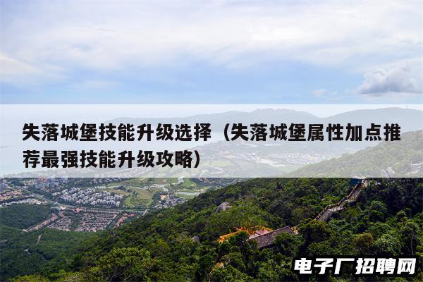 失落城堡技能升级选择（失落城堡属性加点推荐最强技能升级攻略）
