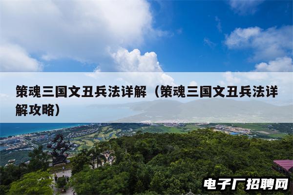 策魂三国文丑兵法详解（策魂三国文丑兵法详解攻略）