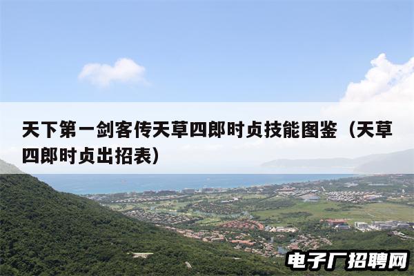 天下第一剑客传天草四郎时贞技能图鉴（天草四郎时贞出招表）