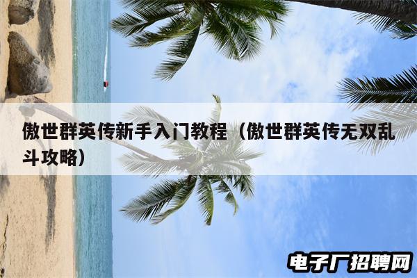傲世群英传新手入门教程（傲世群英传无双乱斗攻略）
