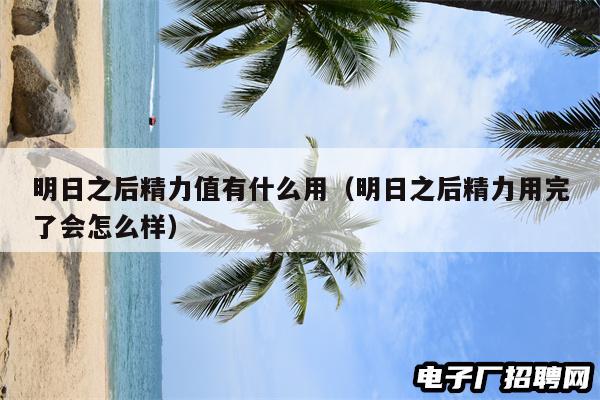 明日之后精力值有什么用（明日之后精力用完了会怎么样）