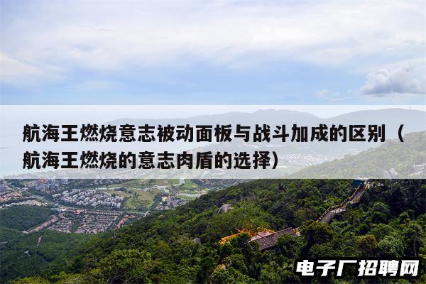 航海王燃烧意志被动面板与战斗加成的区别（航海王燃烧的意志肉盾的选择）
