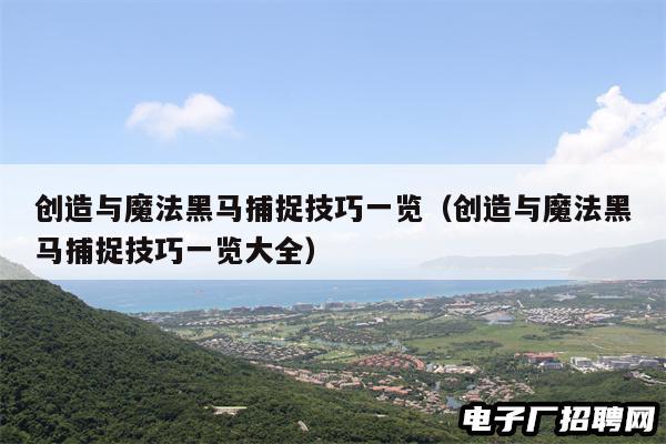创造与魔法黑马捕捉技巧一览（创造与魔法黑马捕捉技巧一览大全）