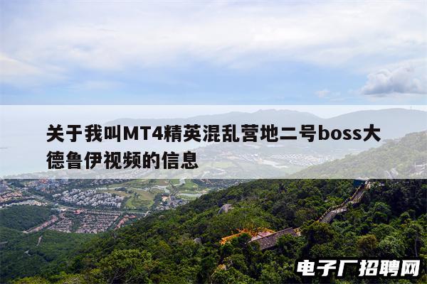 关于我叫MT4精英混乱营地二号boss大德鲁伊视频的信息