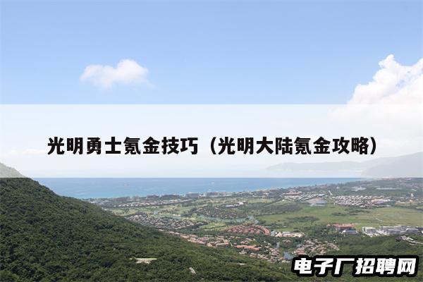 光明勇士氪金技巧（光明大陆氪金攻略）