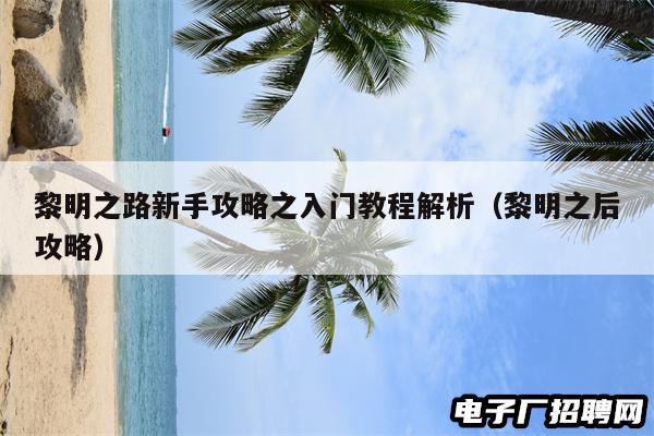 黎明之路新手攻略之入门教程解析（黎明之后攻略）